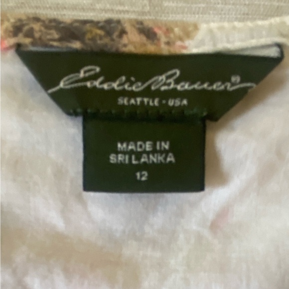 Eddie Bauer V Neck Faux Wrap 100% Cotton Floral Dress Size 12 - Picture 2 of 14
